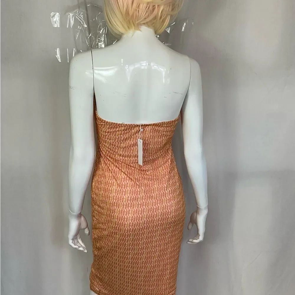 New Inamorata Patterned Orange Tala Strapless Tube Dress Size L — image 4 of 8